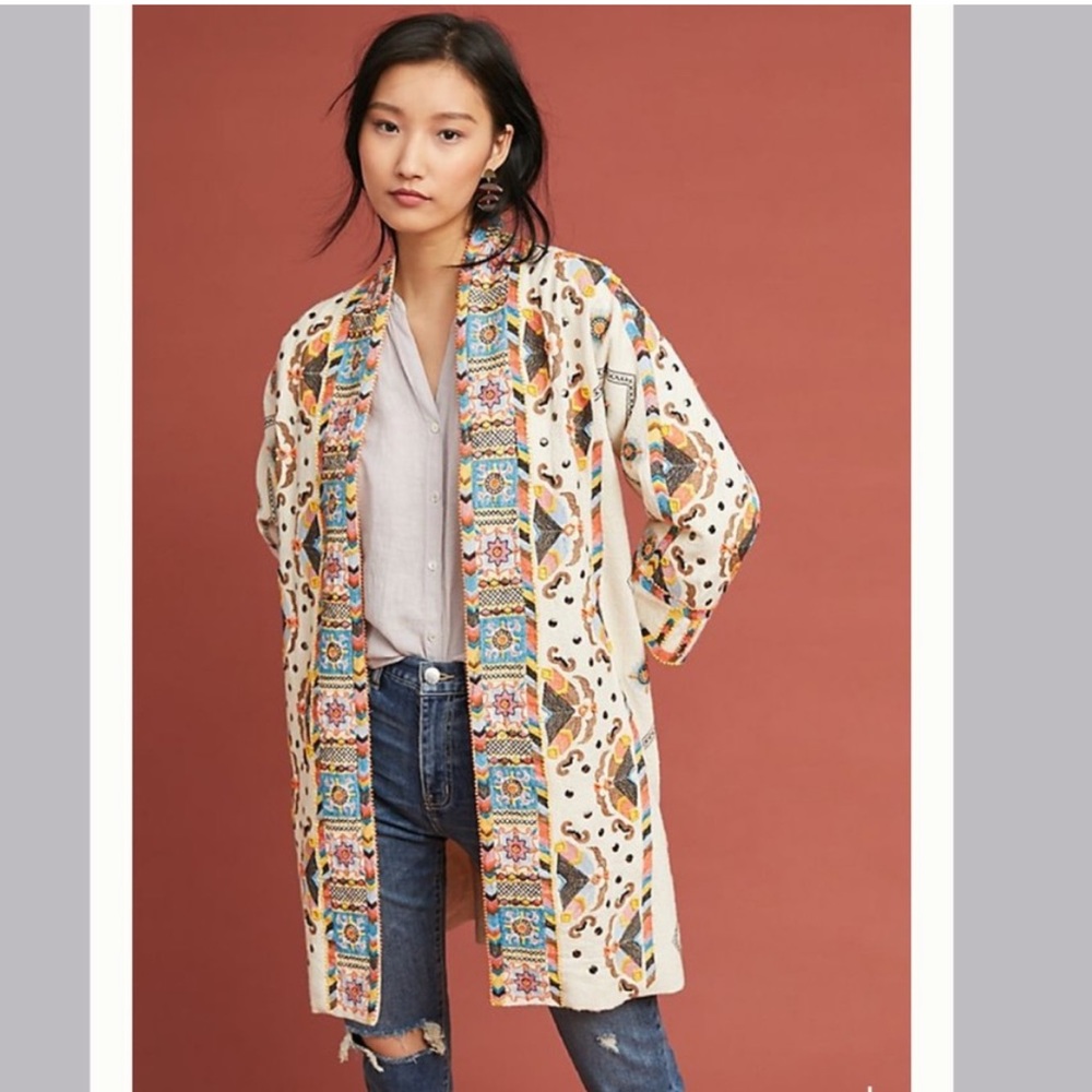 EUC Anthropologie Maeve ColomaEmbroidered Beaded Jacket Sz L $228